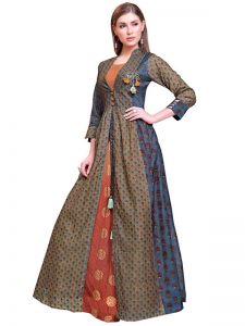 Buy Pure Chanderi Multi Color Indo Western