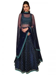 Diana Penty Silk Navy Blue Replica Lehenga Choli