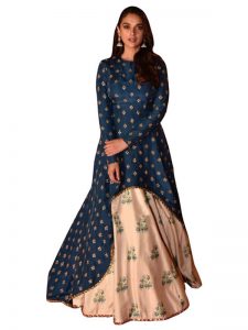 Aditi Rao Rama Green & Cream Taffeta Silk Indo Western