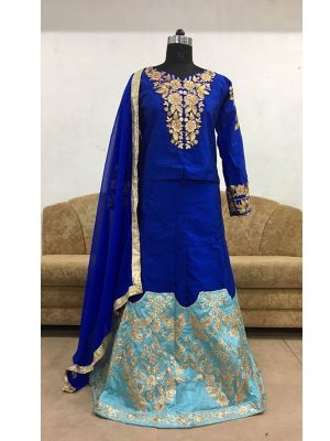 Aishwarya Rai Taffeta Silk Blue Bollywood Lehenga Choli