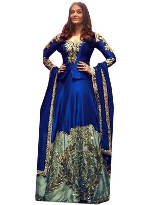 Aishwarya Rai Taffeta Silk Blue Bollywood Lehenga Choli