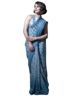 Kirti Kulhari Silk Off White Printed Replica Saree