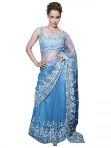 Kangna Nylon Net Blue Replica Saree