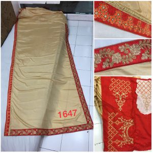 Buy Silk Georgette Cream Replica Saree