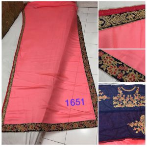 Buy Chiffon Silk Peach Replica Saree