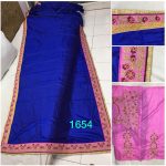 Buy Paper Silk Dark Blue Replica Saree