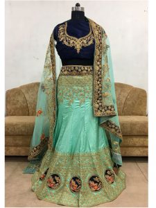 Anika Paper Silk Rama Green Replica Lehenga Choli