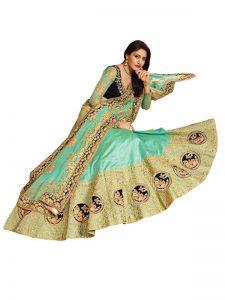 Anika Paper Silk Rama Green Replica Lehenga Choli