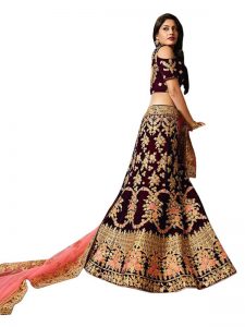 Anika Banglori Silk Dark Purple Replica Lehenga Choli