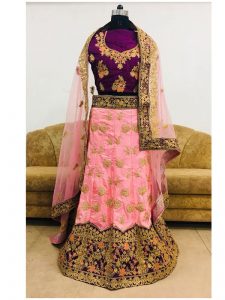 Anika Paper Silk Pink & Purple Replica Lehenga Choli