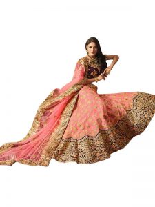 Anika Paper Silk Pink & Purple Replica Lehenga Choli