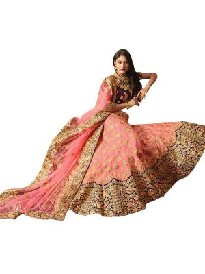 Anika Paper Silk Pink & Purple Replica Lehenga Choli