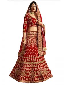 Anika Banglori Silk Red Replica Heavy Lehenga Choli