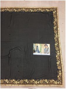 Buy Georgette With Silk Black Replica Saree