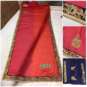 Latest Padding Silk Orange And Pink Replica Saree