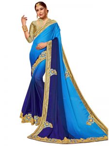 Latest Padding Silk Blue Replica Saree