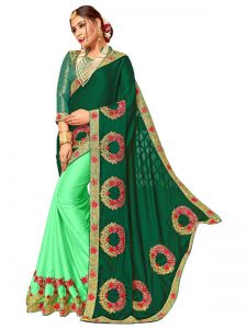 Latest Silk Green Heavy Replica Saree
