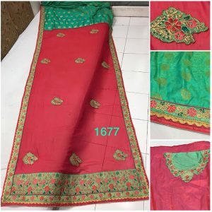 Buy Georgette With Silk Pink And Rama Green Bollywood Replica Saree