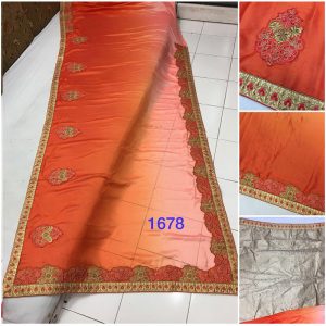 Buy Padding Silk Orange Bollywood Replica Saree