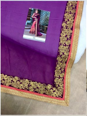 Buy Silk Purple And Peach Bollywood Replica Saree