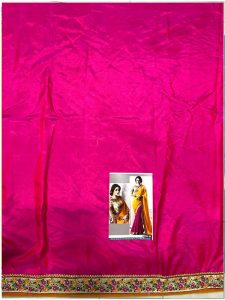 Buy Georgette With Paper Silk Yellow & Pink Replica Saree