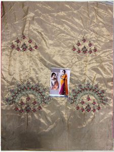 Buy Georgette With Paper Silk Yellow & Pink Replica Saree