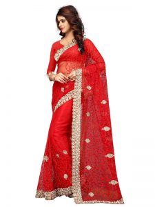 Buy Nylon Net Red Replica Saree