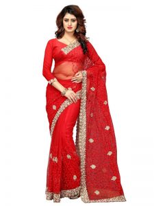 Buy Nylon Net Red Replica Saree