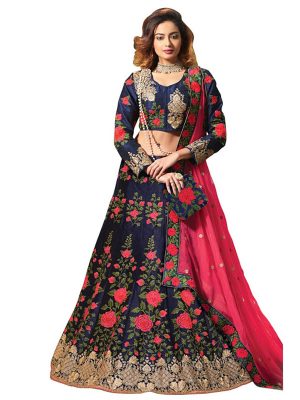 Buy Banglori Silk Blue Replica Lehenga Choli