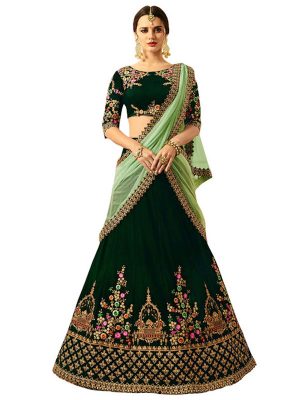 Buy 9000 Velvet Green Bollywood Lehenga Choli