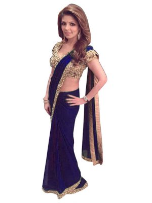 Buy Georgette Blue Bollywood Saree