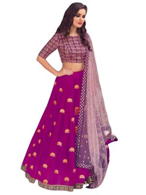Buy Banglori Silk Purple Replica Lehenga Choli