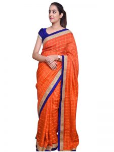 Buy Silk Orange Replica Printed Saree