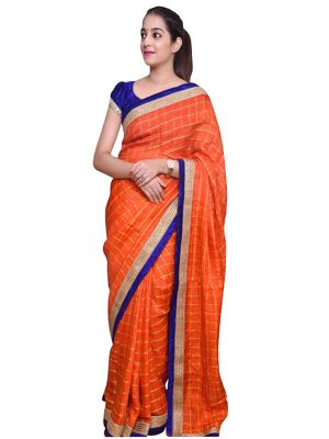 Buy Silk Orange Replica Printed Saree