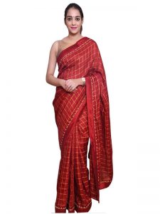 Buy Silk Red Replica Printed Saree