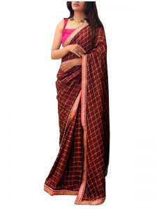 Buy Silk Wine Replica Printed Saree