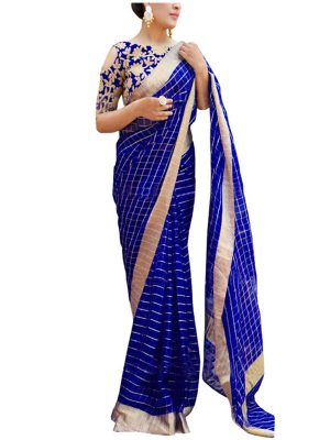 Buy Silk Blue Bollywood Replica Saree
