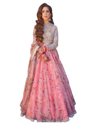 Buy Silk Pink Heavy Replica Lehenga Choli