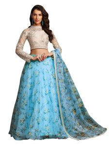 Buy Silk Blue Heavy Replica Lehenga Choli