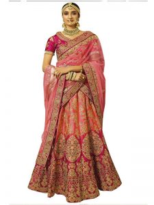 Buy Nylon Silk Multicolor Replica Lehenga Choli