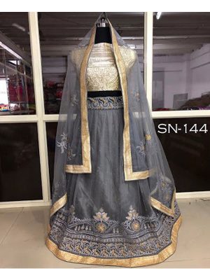 Buy Mono Net Gray Replica Lehenga Choli