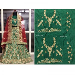 Buy Taffeta Silk Green Heavy Replica Lehenga Choli