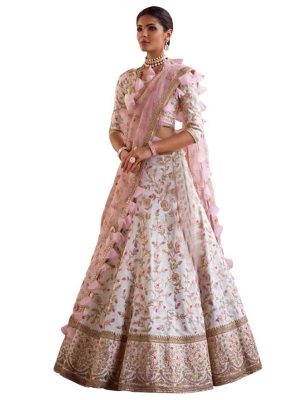 Buy Banglori Silk White Heavy Replica Lehenga Choli