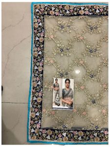 Sridevi Nylon Net With Banglori Silk Cream & Off White Replica Saree