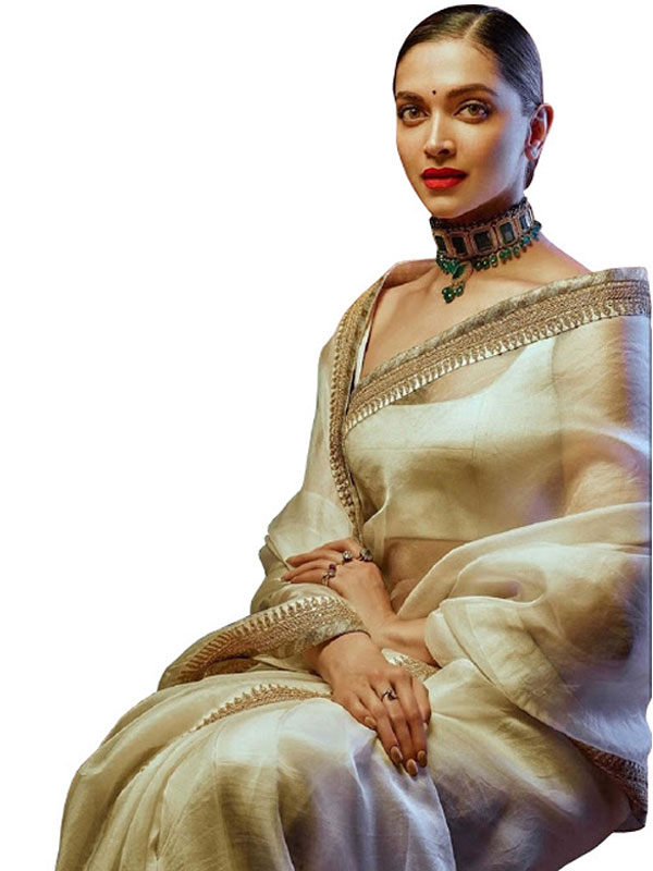 Gorgeous Deepika Padukone Multi Color Blooming Georgette Saree