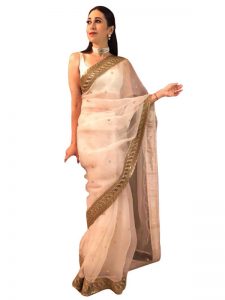 Karishma Kapoor Chanderi Silk White Bollywood Saree