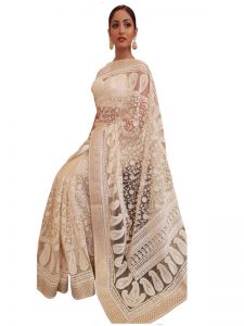 Yami Gautam Net White Heavy Replica Saree