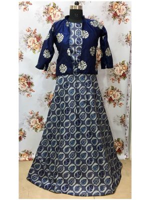 Buy Chanderi Cotton Grey Replica Long Gown