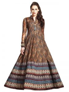 Buy Chanderi Cotton Multicolor Replica Gown