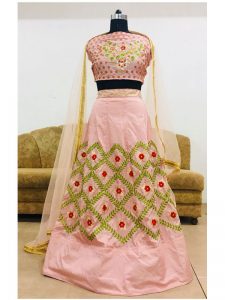 Buy Silk Peach Replica Lehenga Choli